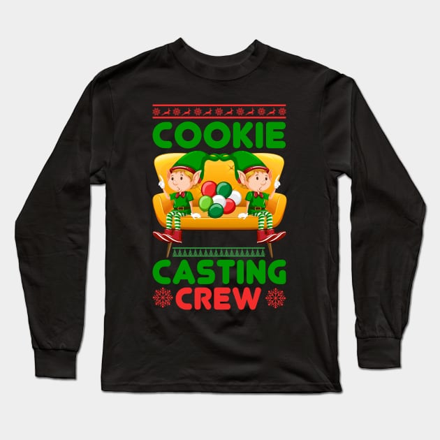Cookie Casting Crew Funny Ugly Xmas Ugly Christmas Long Sleeve T-Shirt by fromherotozero